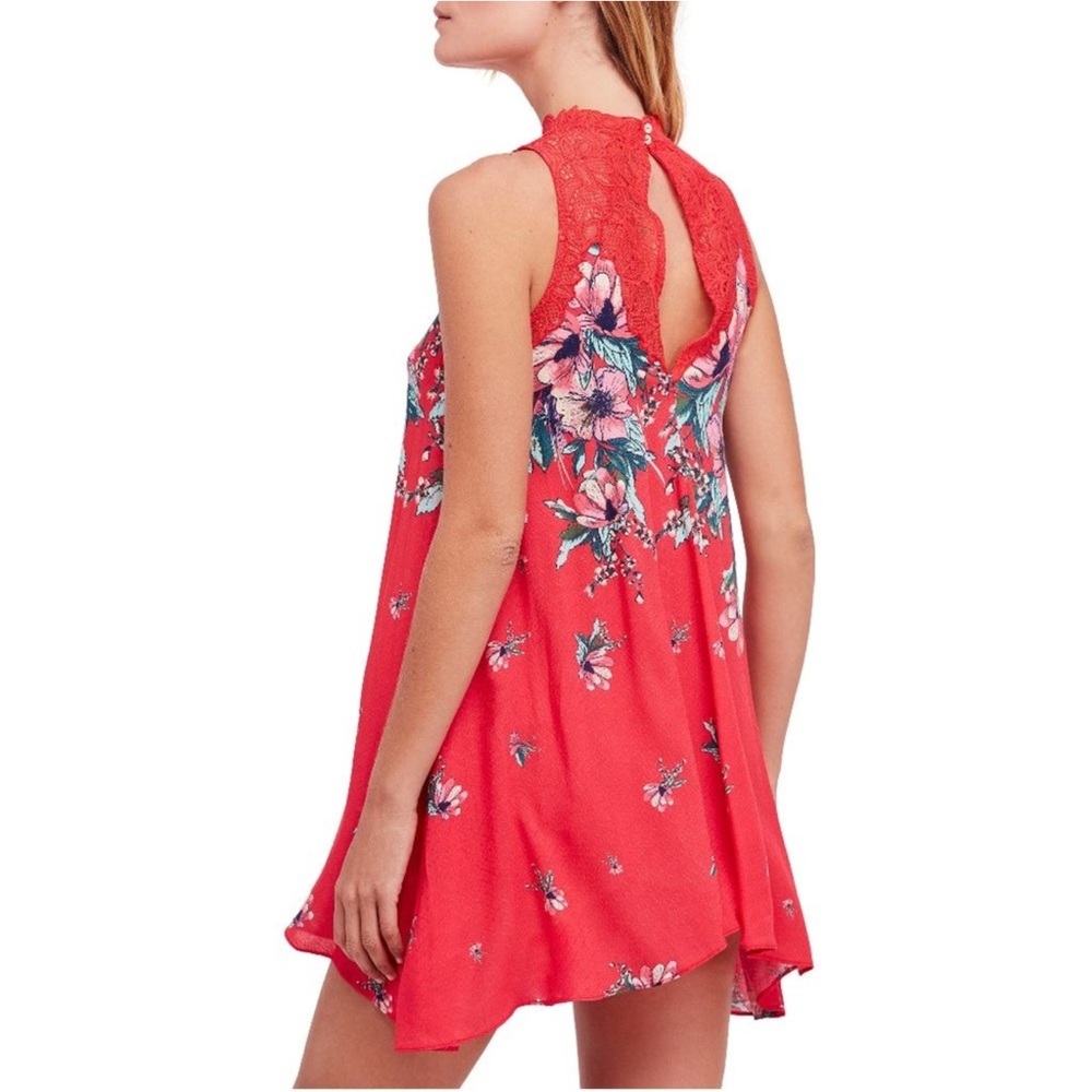 Free People Marsha Printed Slip Dress RED HOT COMBO - Picture 2 of 7